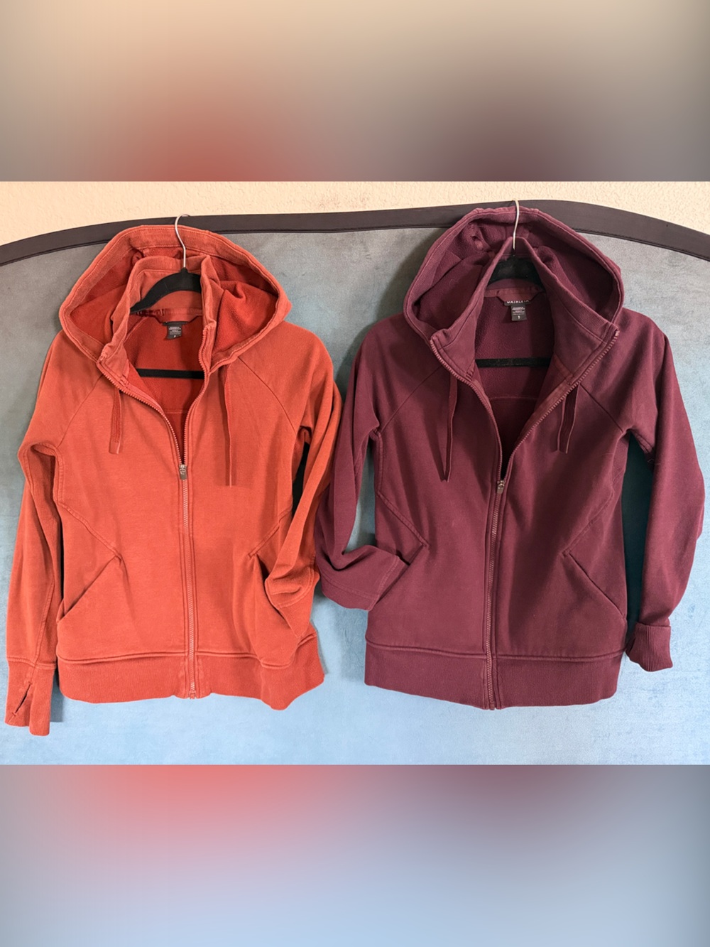 Athleta Women's Zip Triumph Hoodies Bundle in Rust and Burgundy
